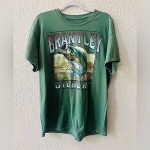 Brantley Gilbert Bass Fishing T-shirt Size Large Green Vintage